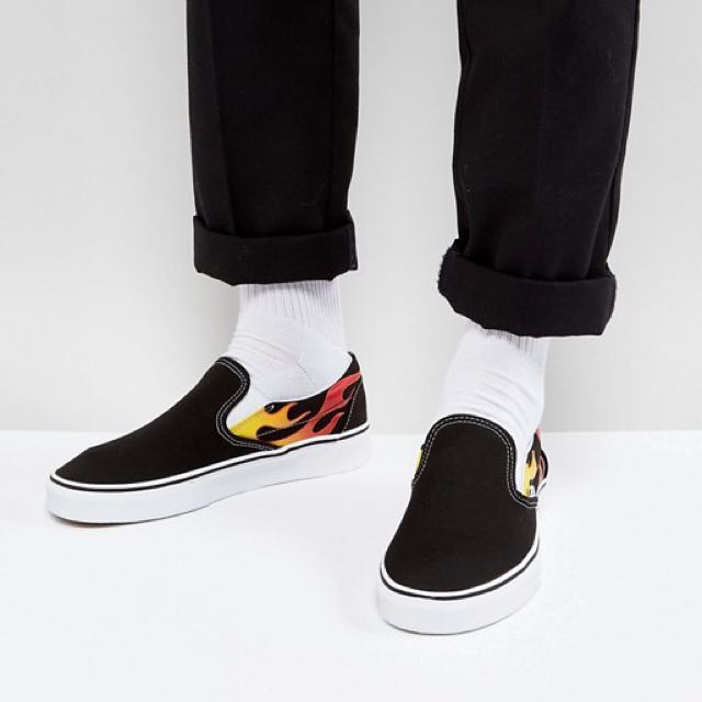 vans slip ons with flames