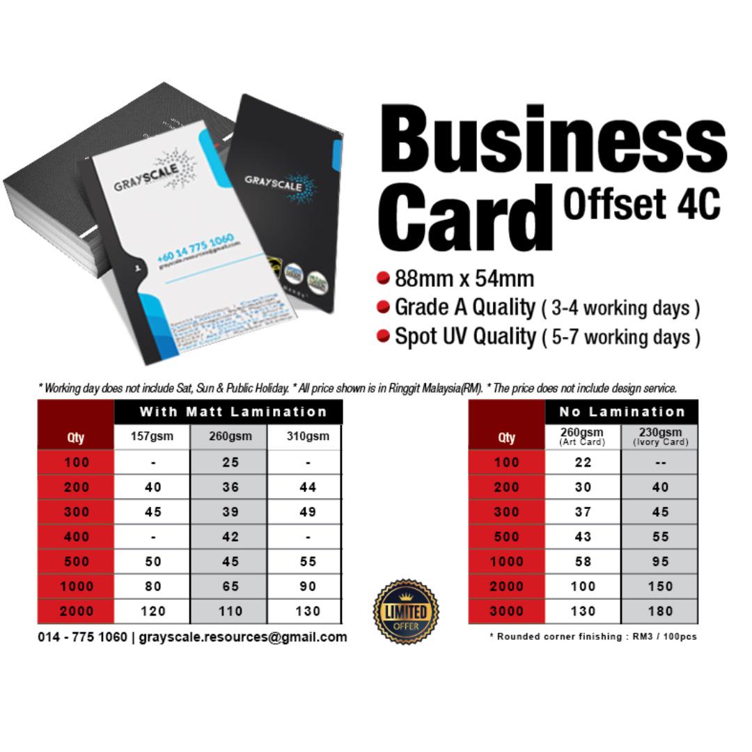 Business Card Printing As Low As RM4 100pcs