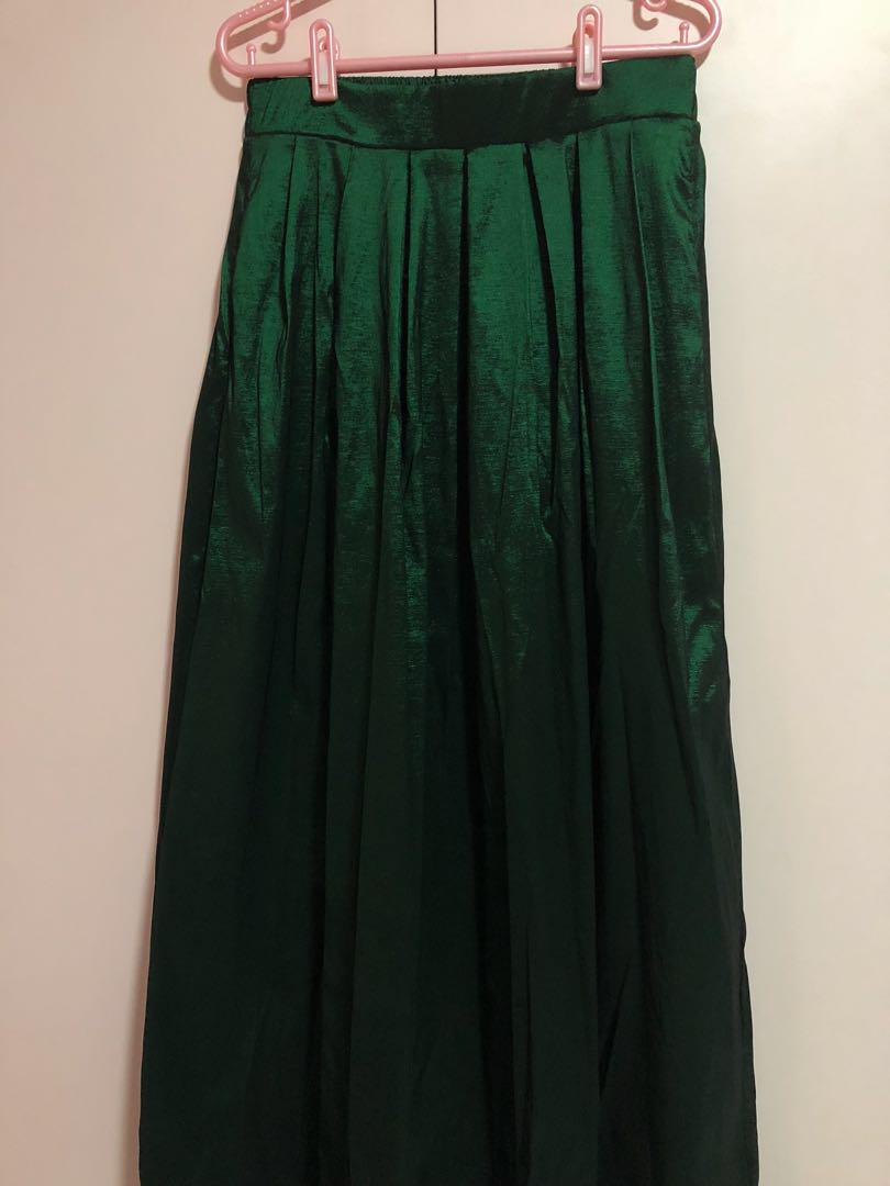 emerald green maxi skirt