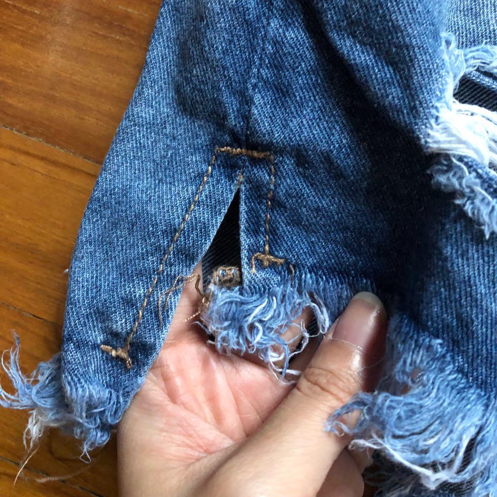 Ripped jean skirt yarn on sale