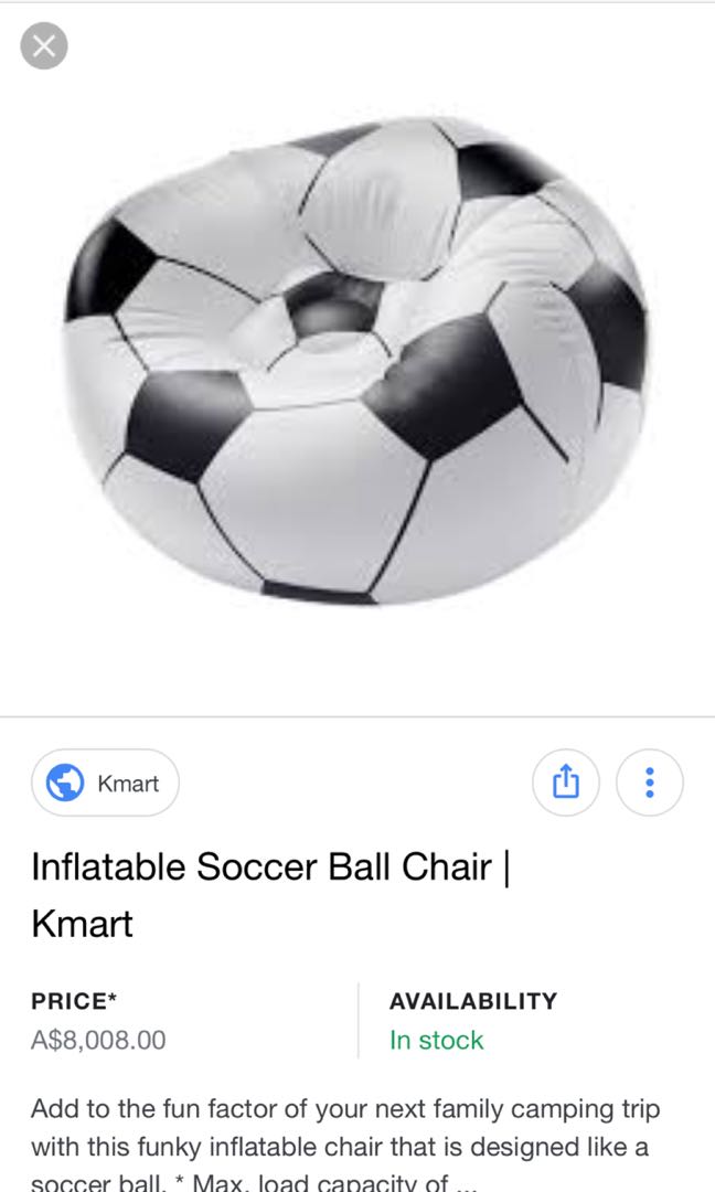 Inflatable soccer on sale ball chair kmart