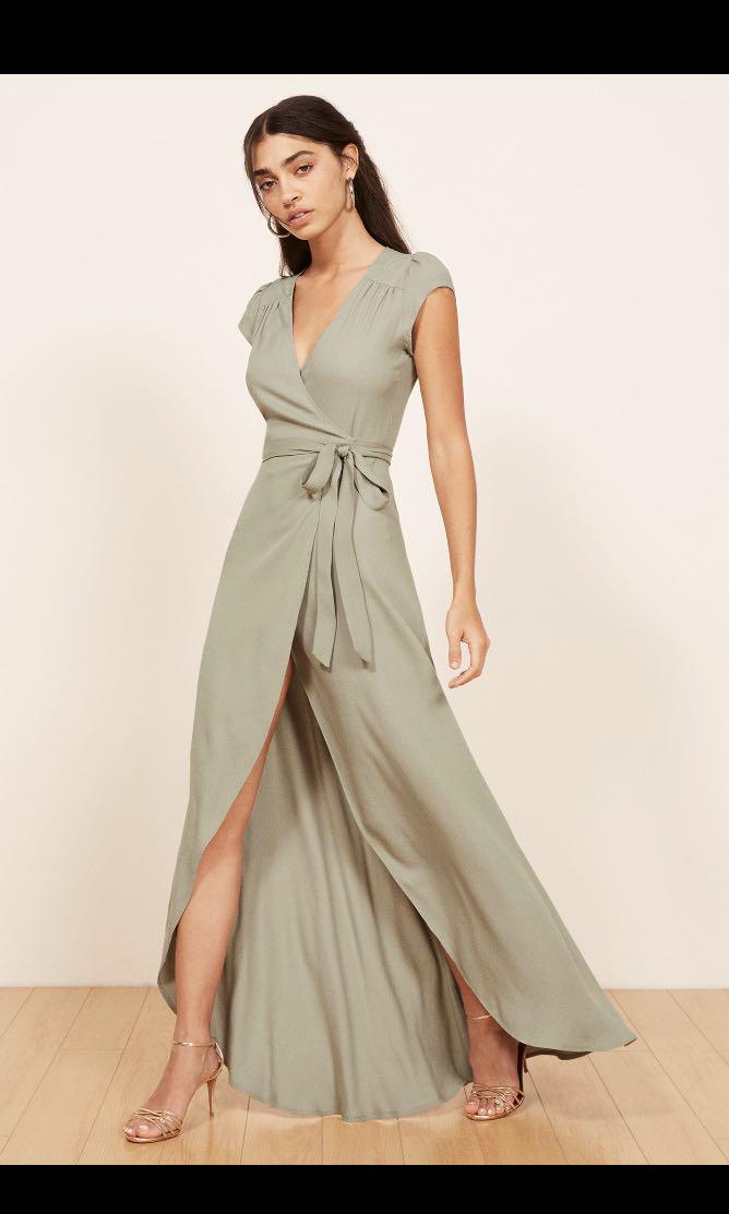 reformation chamomile wrap dress