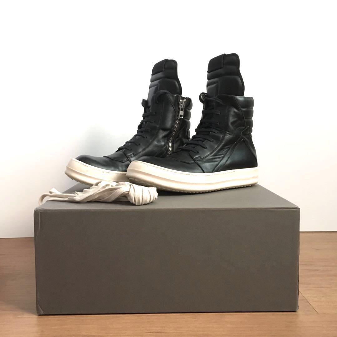 rick owens leather high top sneakers
