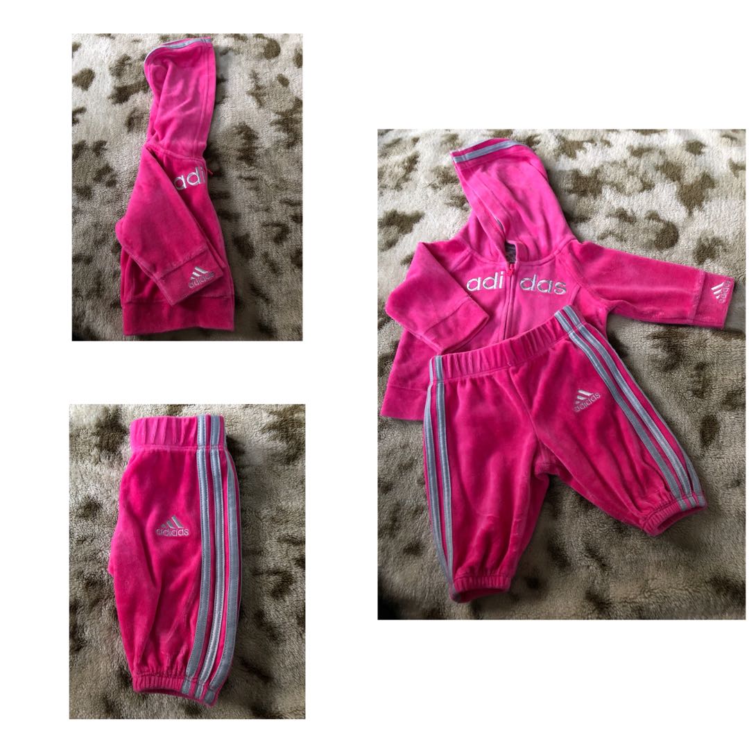 Pink velvet adidas tracksuit top