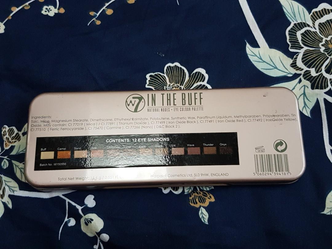W7 In the Buff Natural Nudes (Category: Face Care) located in Quezon City. Submitted by makeupnthings (Listing ID 175697985, Image 3). Description: Like new. Used a few times only. Highly pigmented eye shadow pallette. Authentic. Imported from US..