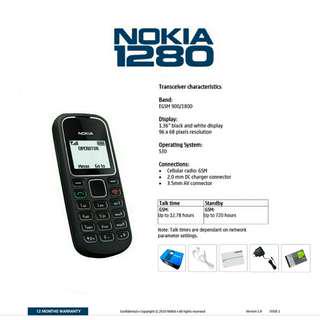 Nokia 1280 Cellular Phone AP Set - black