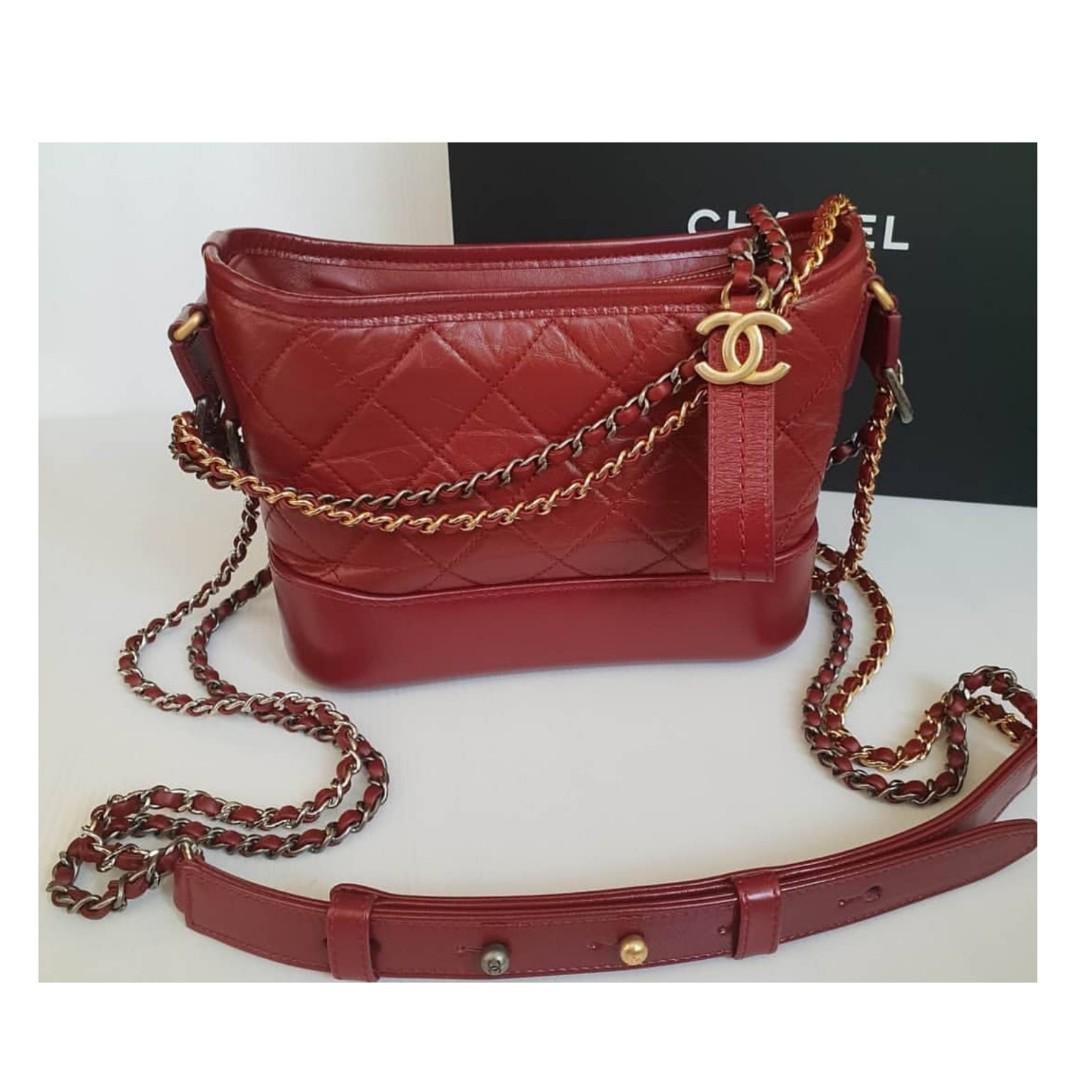 Authentic Chanel Small Gabrielle Burgundy Red