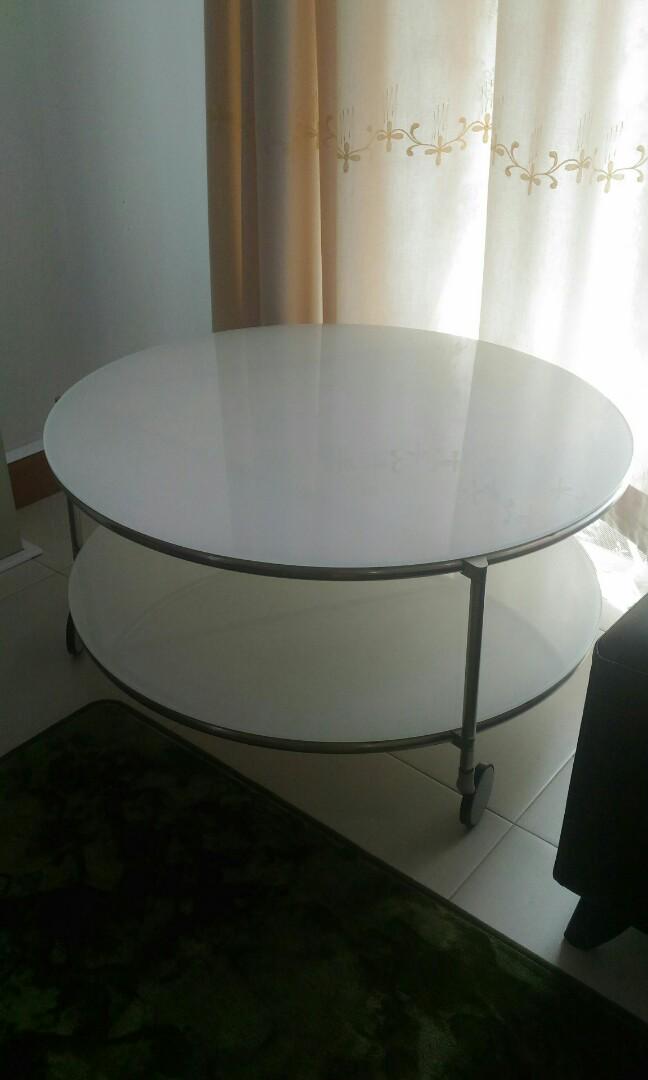 Ikea White Glass Coffee Table With Wheels Furniture Tables