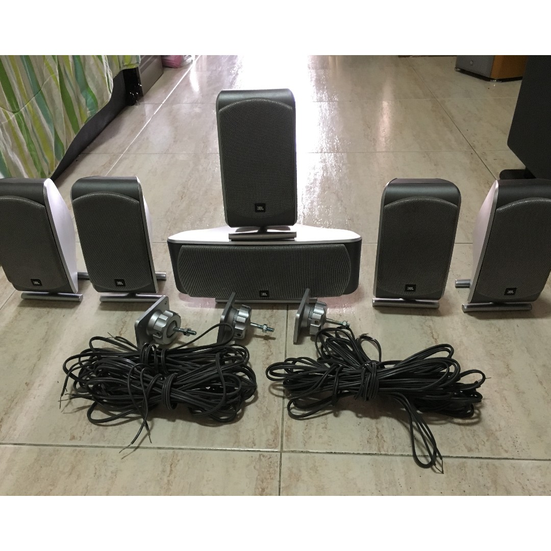 JBL SCS200 Six Pieces Satellite Bookshelf Home Theater Speakers with Three Wall mount Brackets and All Speaker wires 8 Ohms 100watts