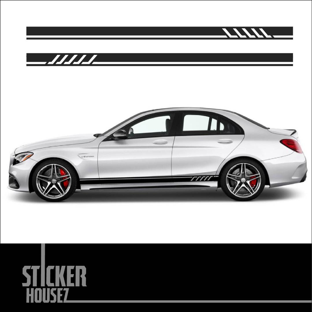 Mercedes side stripes design vinyl car wrap sticker, Car Accessories