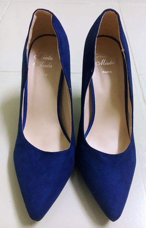 electric blue kitten heels