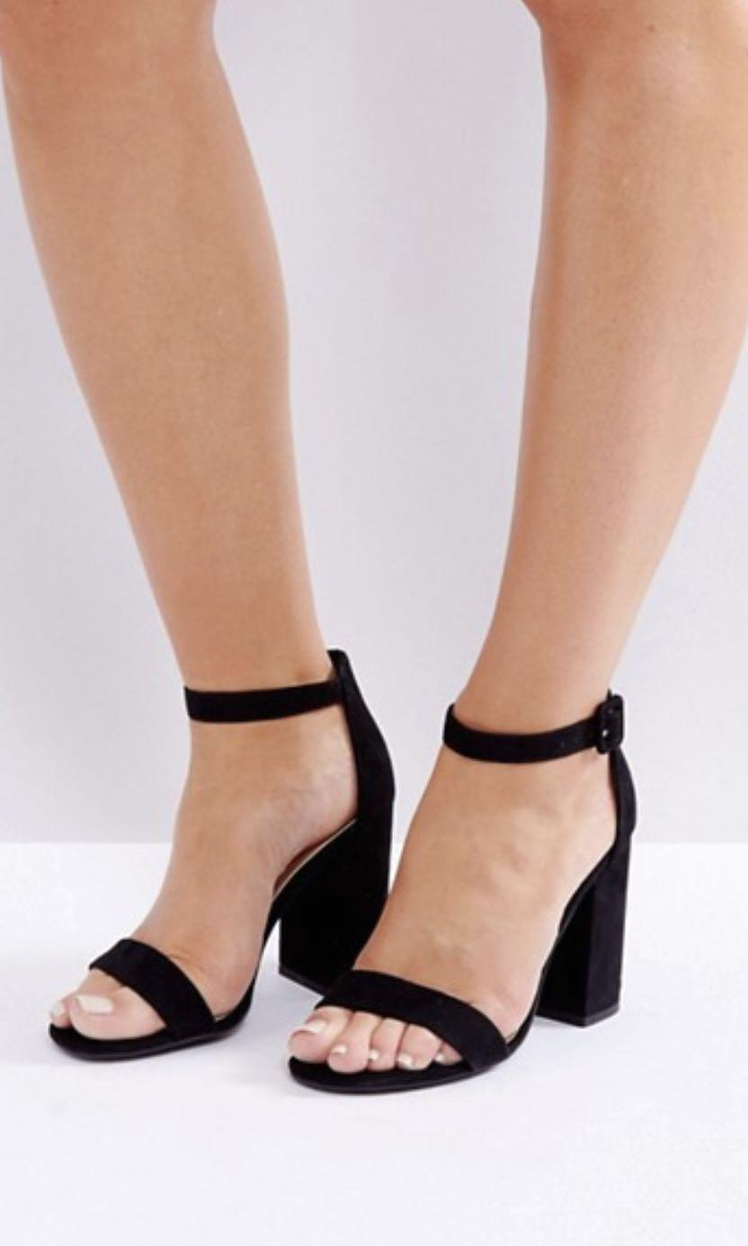 wide black block heels