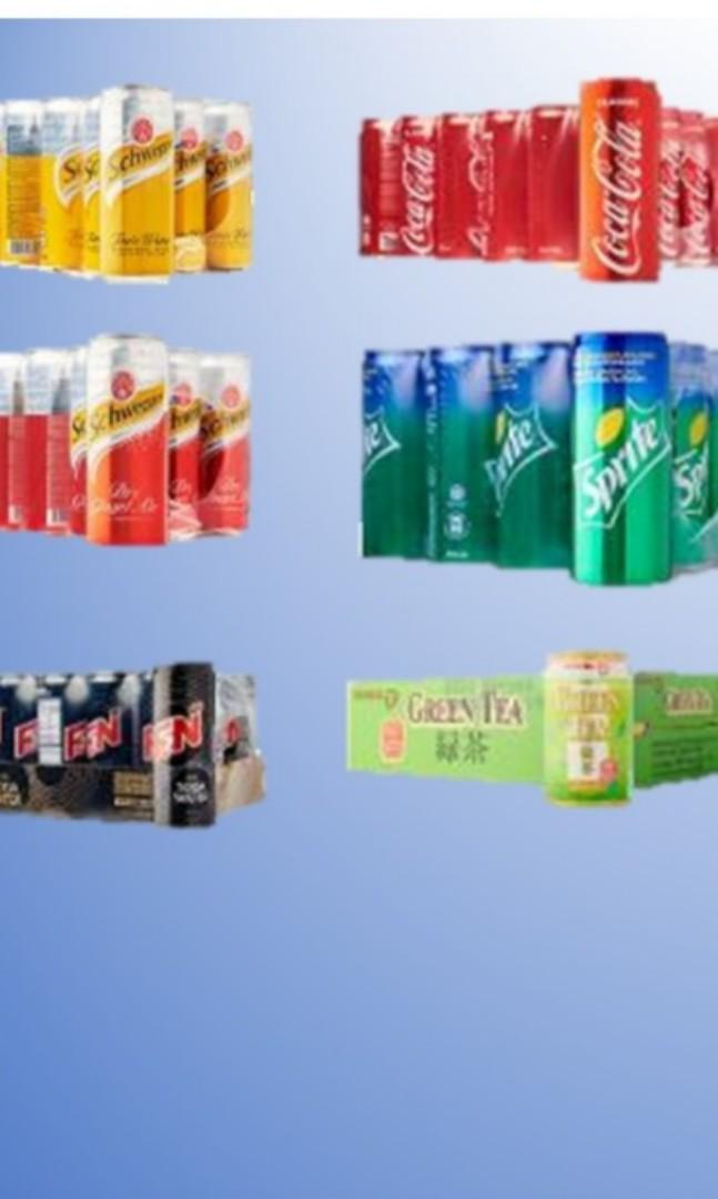 Soft Drinks (Category: Beverages) located in Singapore. Submitted by newsiris (Listing ID 175772439, Image 1). Description: Coke Sprite Schwepps tonic Schwepps ginger ale F&n soda Green tea *24 cans @ $14.50* Redbull *24 cans @ $17.50*.