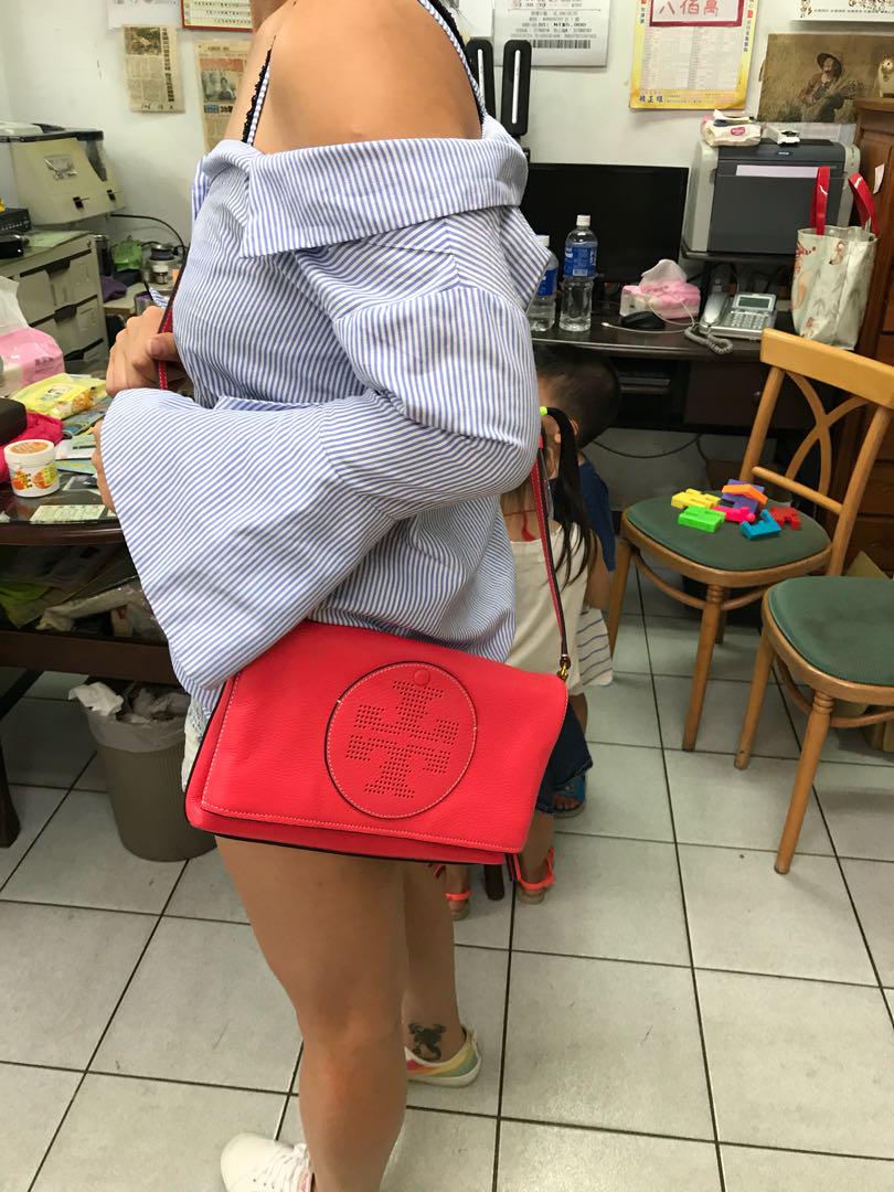 Tory Burch perforated logo fold over crossbody bag
