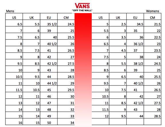 us vans size chart