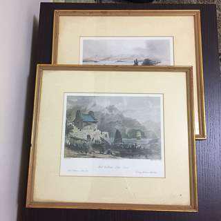 Framed pictures - Harbour of Hong Kong and Fort Victoria, Kowloon