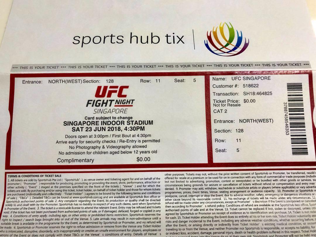 2 X Ufc Fight Cat 2 Tickets Entertainment Events Concerts On Carousell