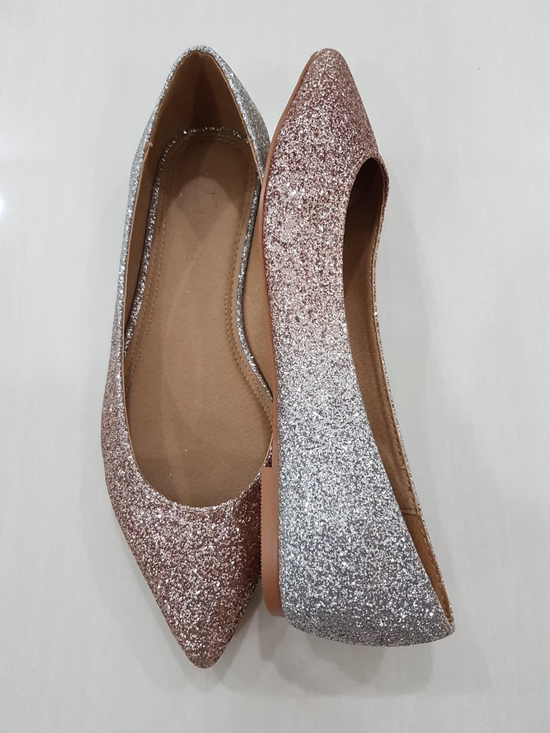 Glitter pointed hotsell toe flats