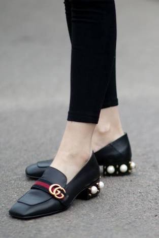 gucci flats with pearls