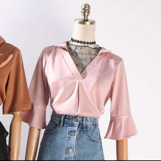 baby pink satin top