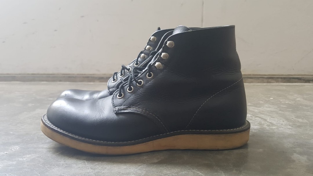 Black Red Wing Boots, Men's Fashion 