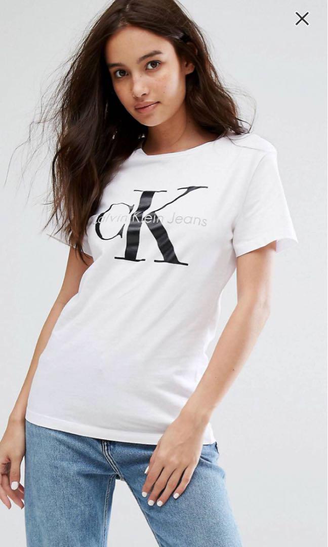 calvin klein ck white t shirt, Women's Fashion, Tops, Other Tops on  Carousell