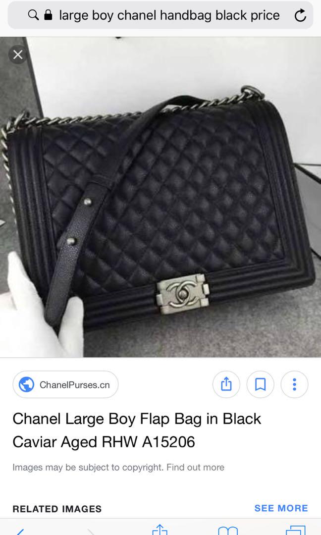 Chanel Large Boy Flap Bag In Black Caviar Original Fesyen Wanita Tas Dompet Di Carousell