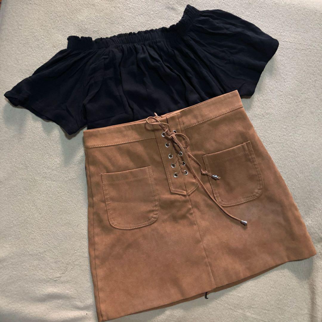 Coordinates (Category: Sets or Coordinates) located in Manila. Submitted by anneofficial (Listing ID 176038763, Image 1). Description: Top- free size fits to S-M Skirt- medium .