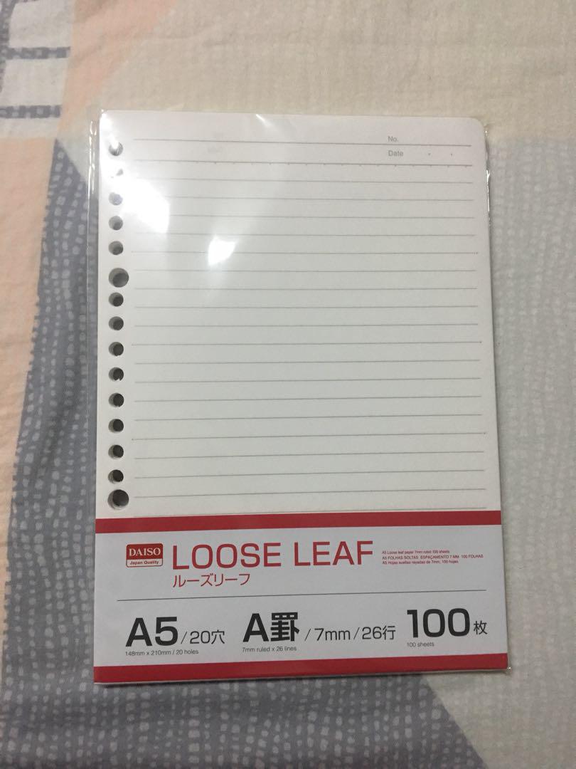 Daiso A5 Loose Leaf Books Stationery Stationery On Carousell