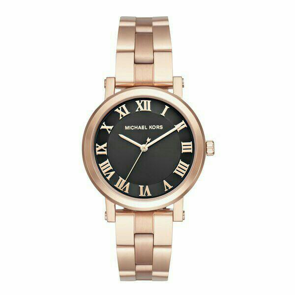 black and rose gold michael kors watch women's