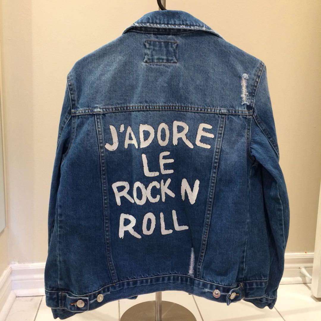 denim jacket with words on back