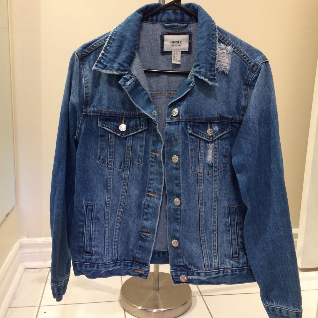Denim jacket with words on the back Women s Fashion Clothes on Carousell