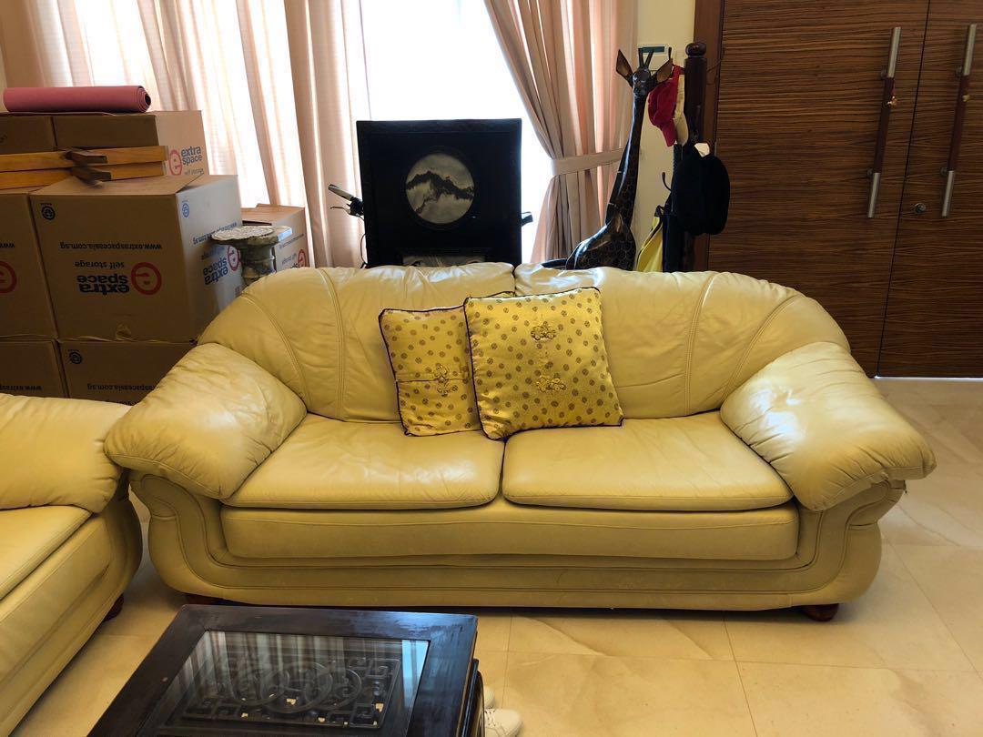 Italian Leather Sofa 3PIECE SET, Furniture & Home Living, Furniture