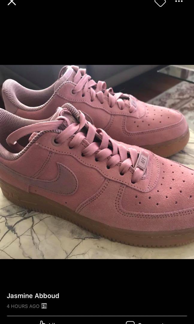 nike air force one pink suede