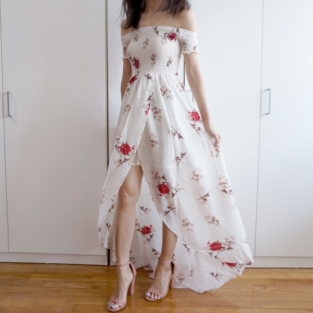 Maxi dress clearance floral off shoulder