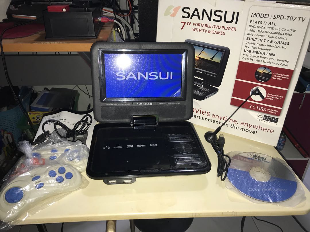 Sansui Portable Dvd Player With Tv Games Spd 707 Tv Tv Home Appliances Tv Entertainment Blu Ray Media Players On Carousell