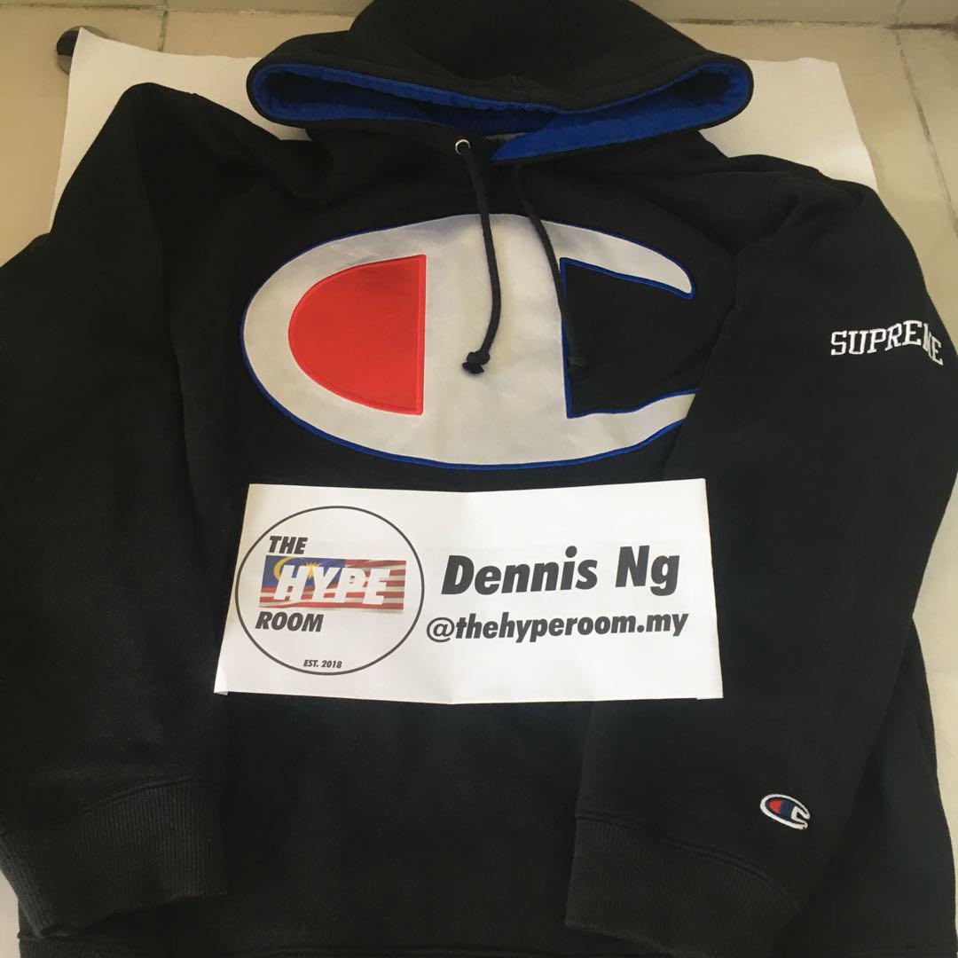 Supreme champion satin logo hoodie new arrivals