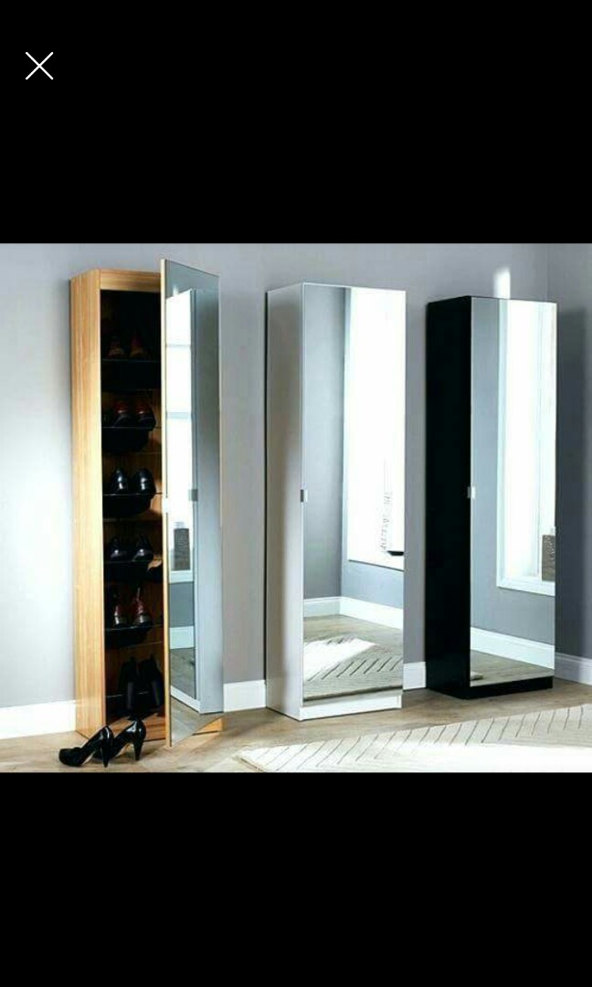 Tall Mirror Shoe Cabinet Furniture Shelves Drawers On Carousell