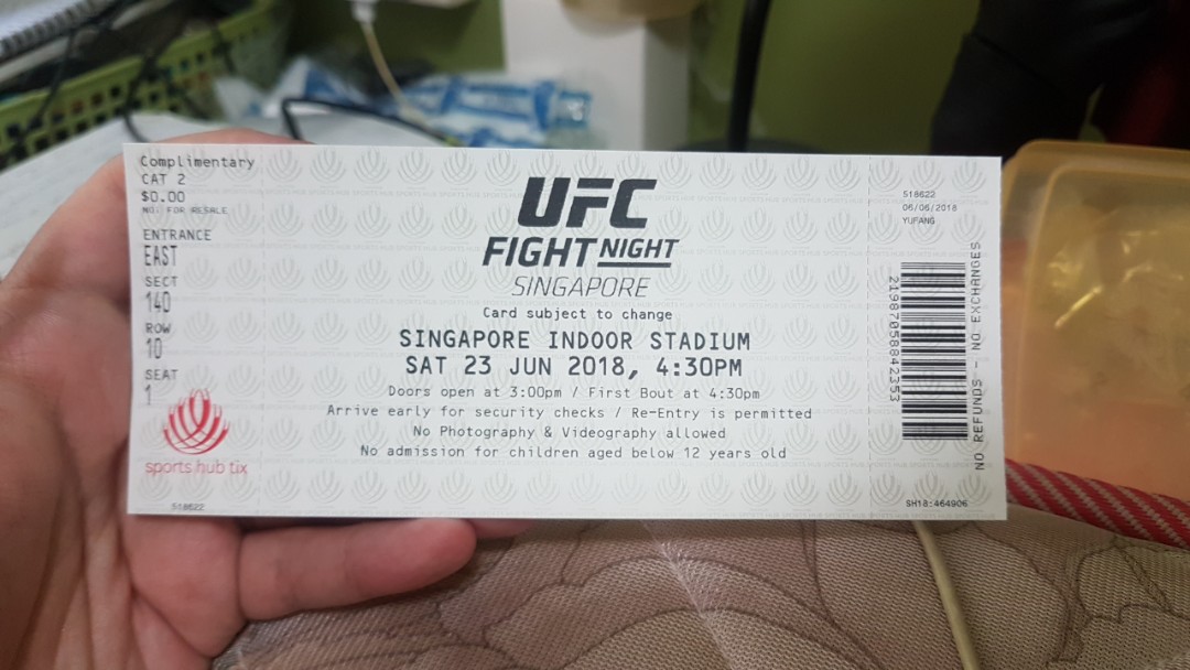 UFC FIGHT Night Ticket Cat 2 Good Seating Cheap Tickets Vouchers Local Attractions
