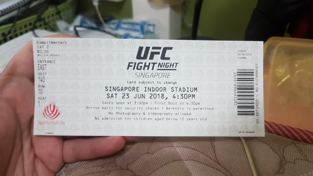 Ufc Fight Night Ticket Cat 2 Good Seating Cheap Tickets Vouchers Local Attractions Transport On Carousell