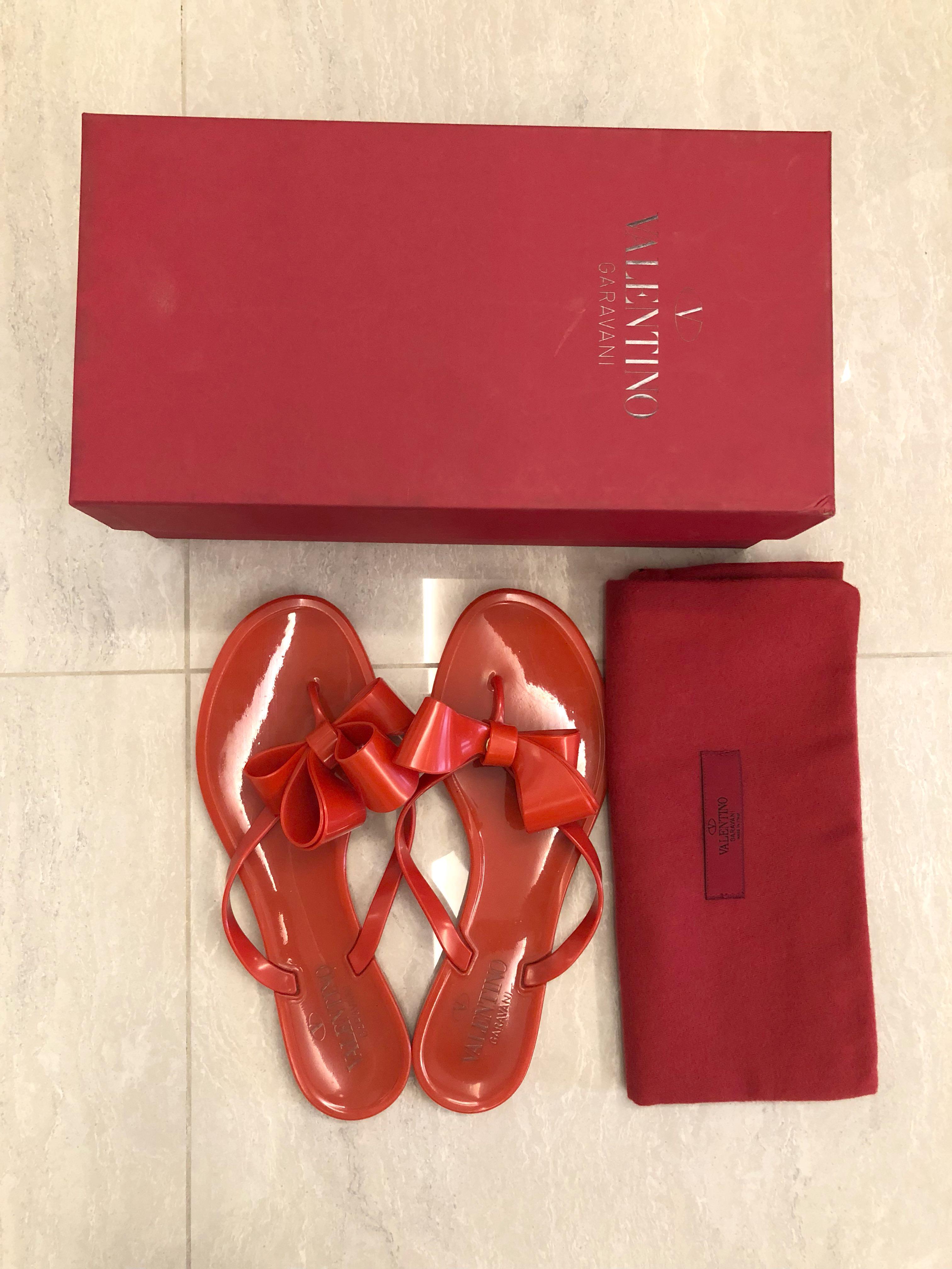Red best sale thong sandals