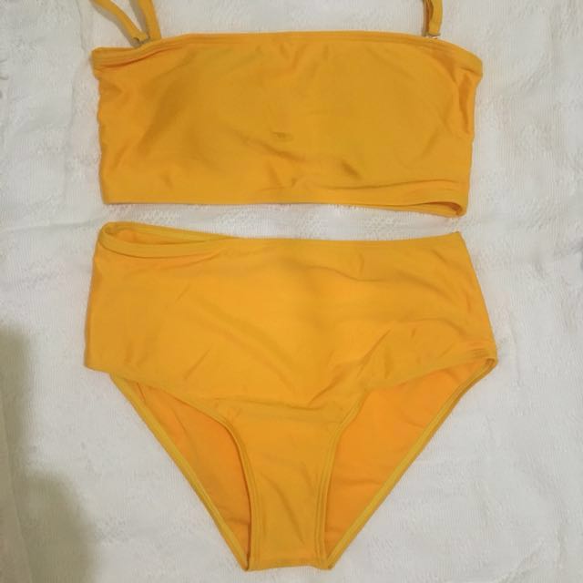 mustard yellow high waisted bikini