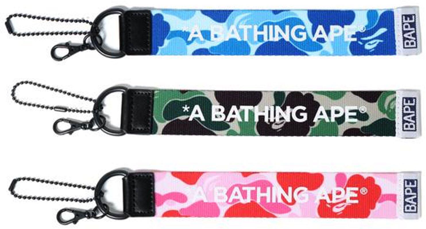 A BATHING APE Men's Goods ABC STRAP TAPE TAG 2colors Key Charm From Japan New 