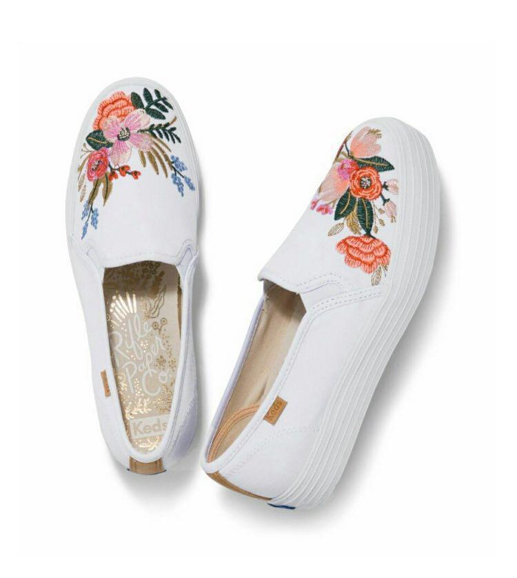 BNIB Ready Stock KEDS X RIFLE PAPER CO. TRIPLE DECKER LIVELY EMBROIDERY Size 38 Women s Fashion Footwear Sneakers on Carousell