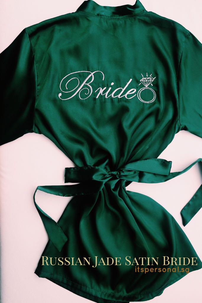 dark green satin robe