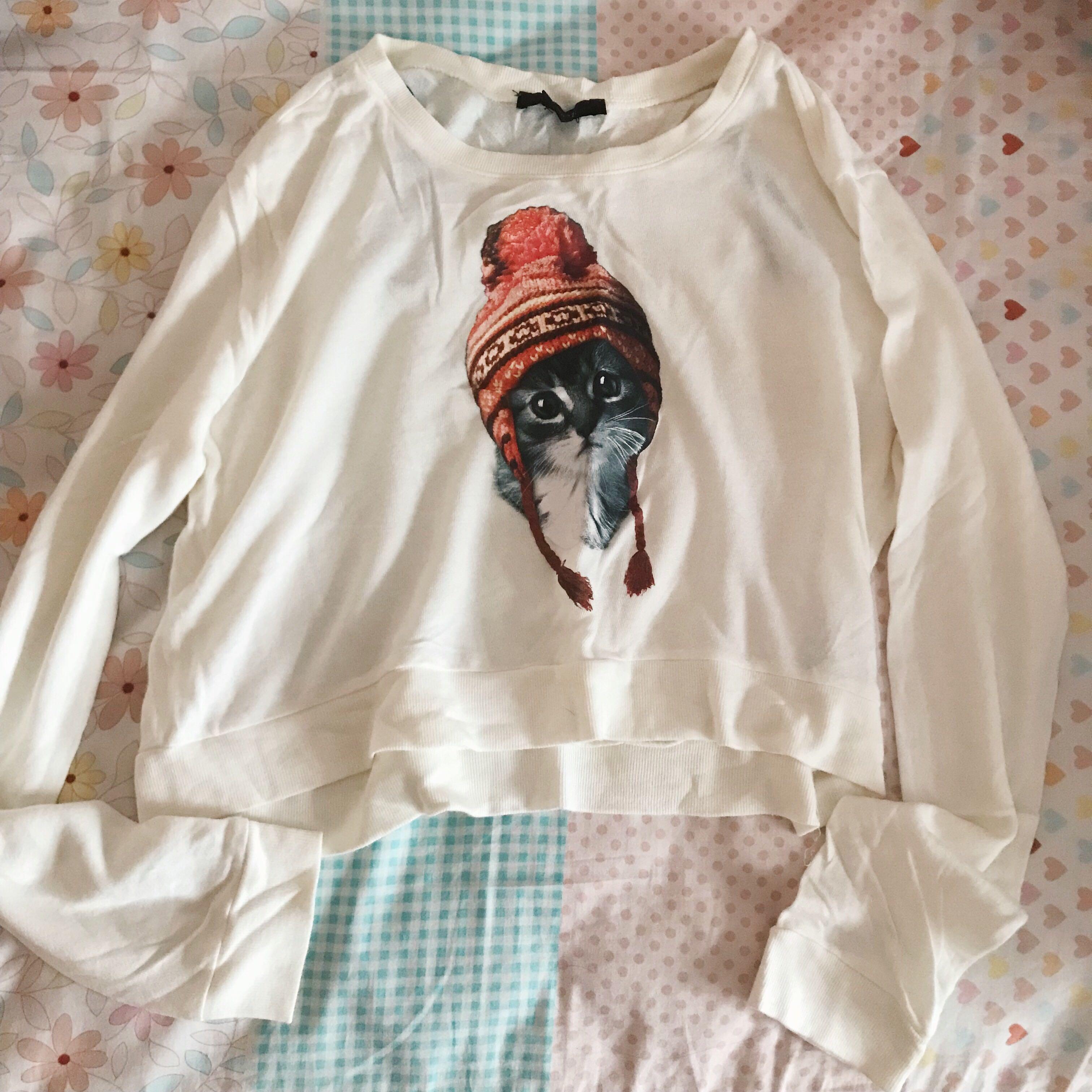 F21 Forever 21 Cat Crop Pullover Sweater Authentic Women S
