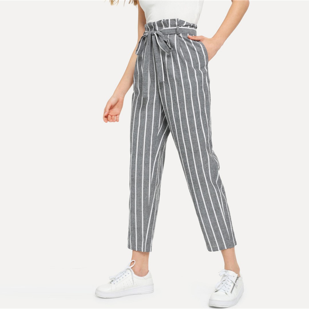 grey striped dress pants