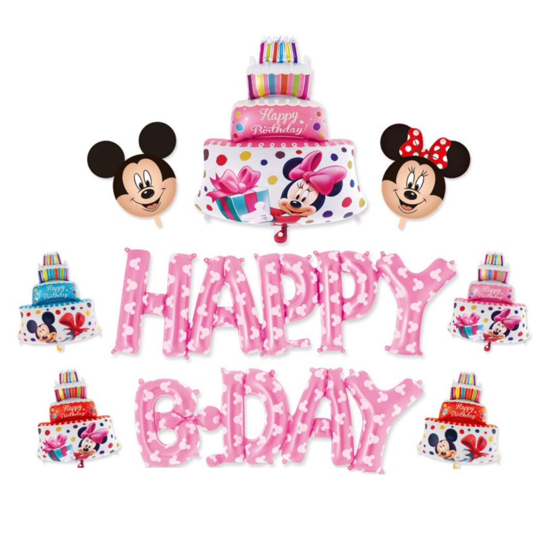 Happy Birthday Pink Disney Mickey Minnie Party Decoration Balloon