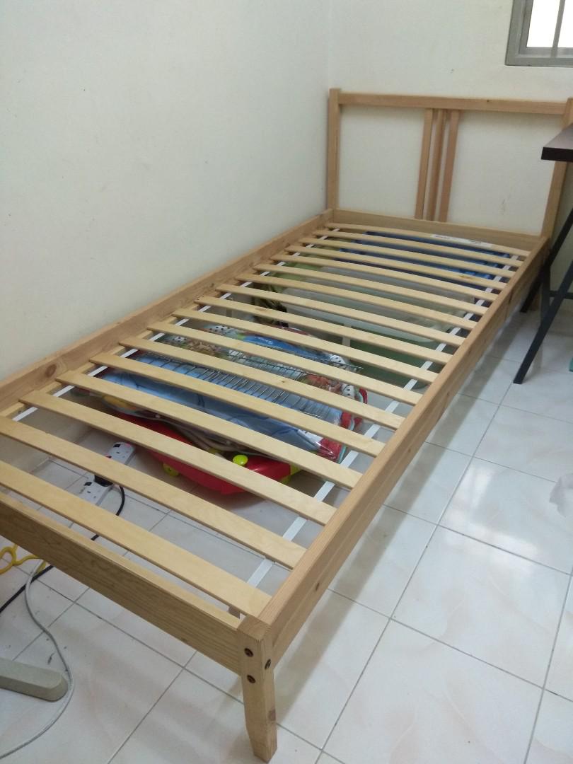 IKEA FJELLSE SINGLE BED FRAME KATIL SINGLE, Furniture & Home Living