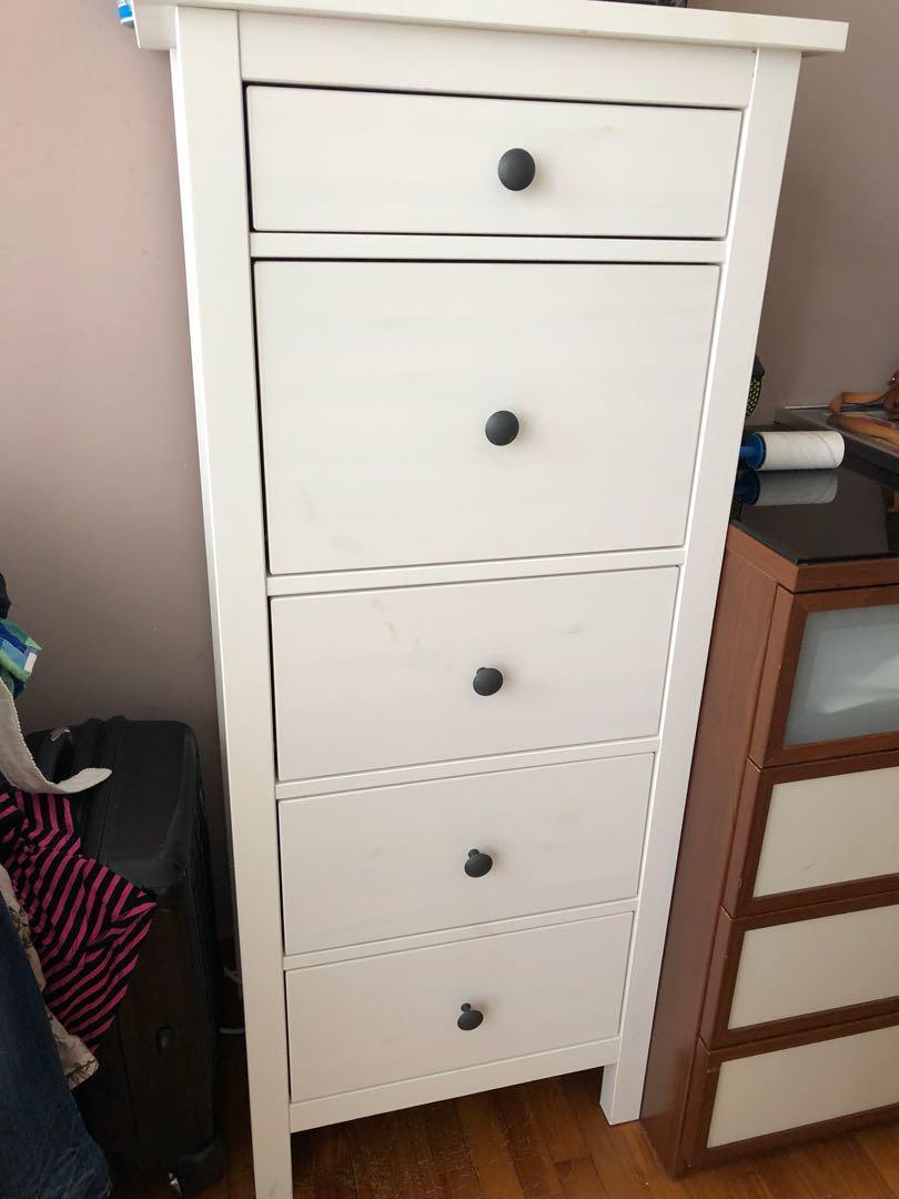 Ikea Hemnes dressing table with chair, 2 chests, Furniture & Home